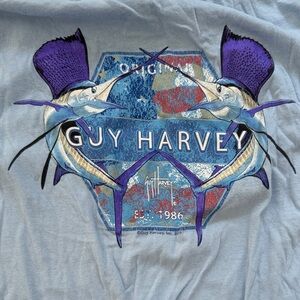 Guy Harvey Light Blue Marlin Graphic Tee Size M men’s fishing